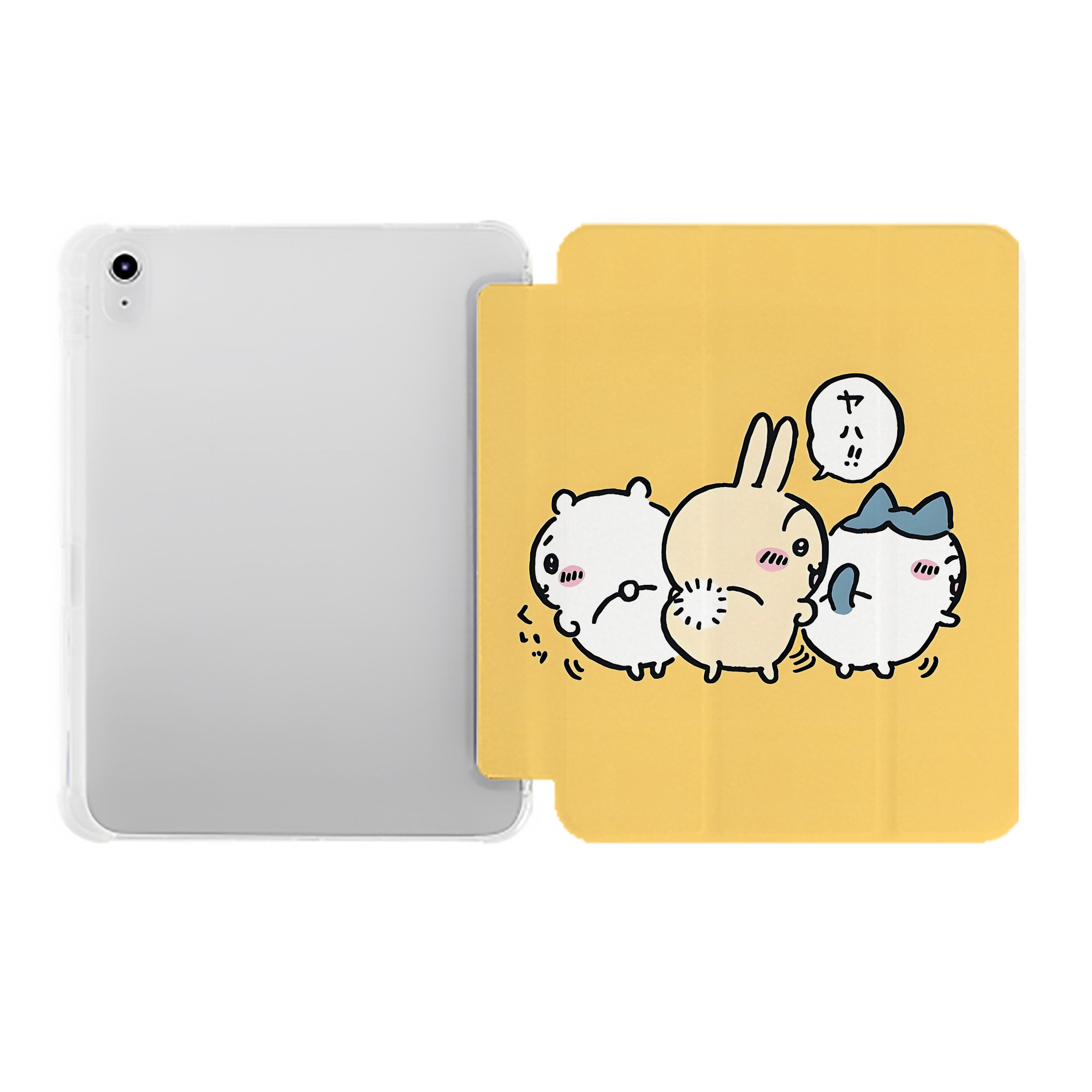 （画像用） ちいかわ Chii-kawa IPad ケース ペン収納付き 三つ折りスタンド PUレザー×シリコン 対応機種9.5/10.5/10.9インチ